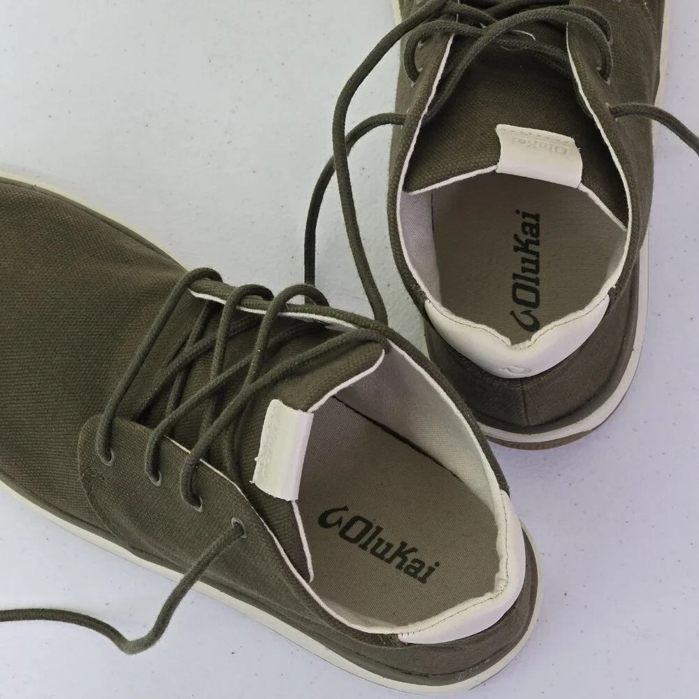 OluKai Papaku Canvas Chukka Boots Size Men's 8.5 / Women's 10 Olive Green